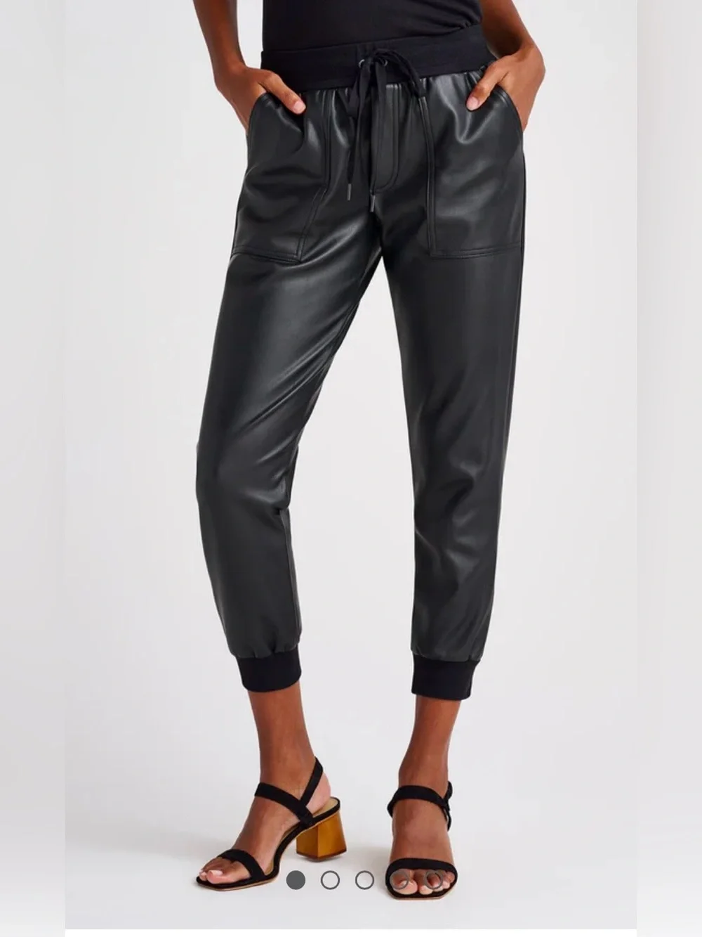 Splendid Black Faux Leather Jogger Pants size L - Picture 5 of 10